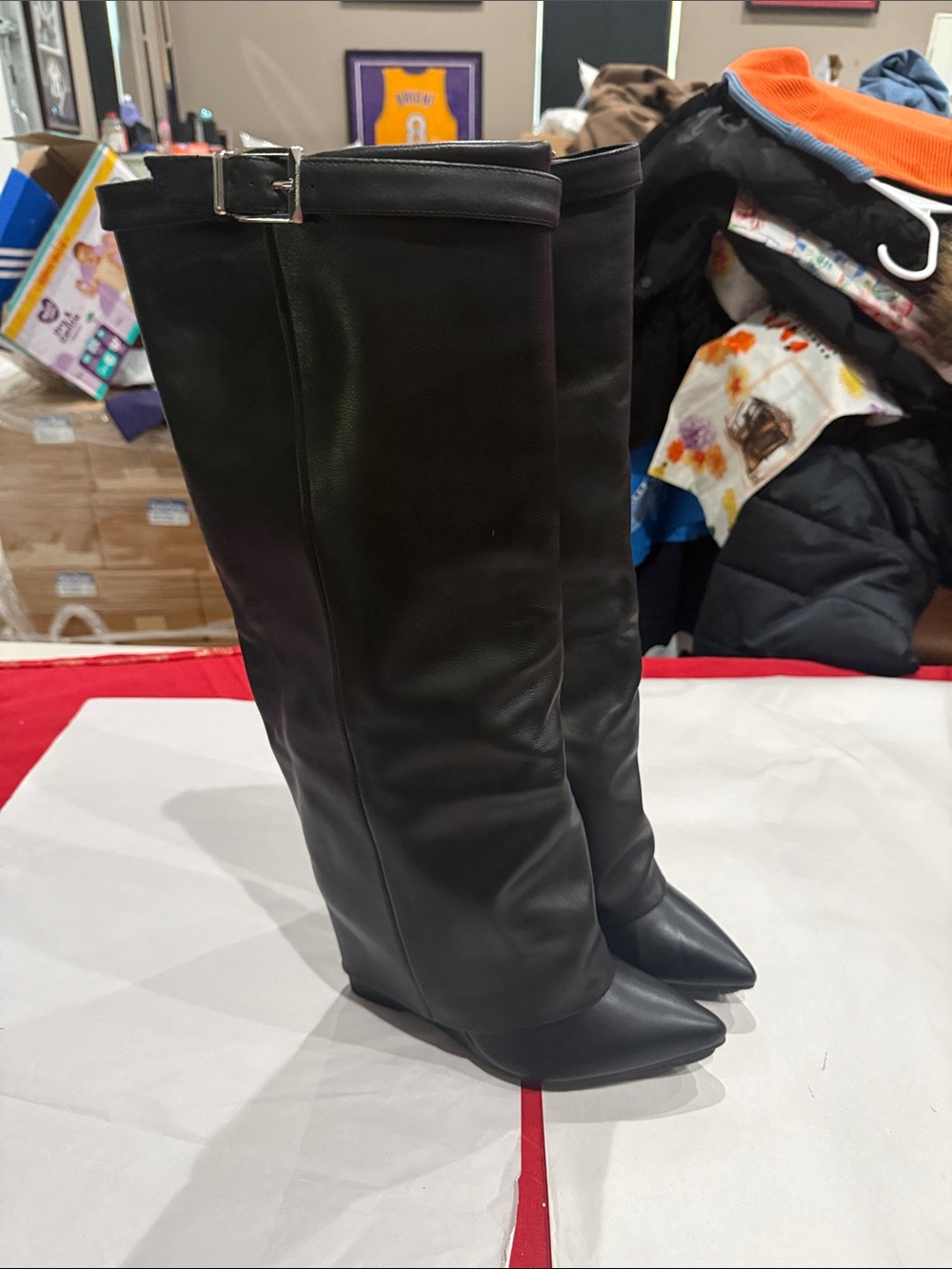 Steve Madden Black Over-the-Knee Wedge Boots